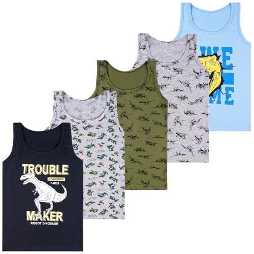LOREZA ® 5 Pack Jungen Unterhemden aus Baumwolle Tank Top (92-98...