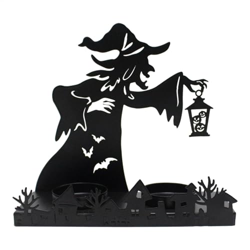 Candelabro de bruja - Portavelas de brujas, portavelas de sombra de bruja, luz de té de brujas, decoraciones espeluznantes de Halloween, decoración de lámpara de bruja para Halloween, Navidad, fiestas