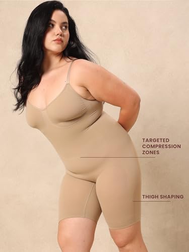 Image of Krvvy Premium Shapewear Bodysuit for Women | Body Shaper With All-Day Comfort, Seamless, Waist Sculpting, Tummy Tucker, Invisible Under Clothes |