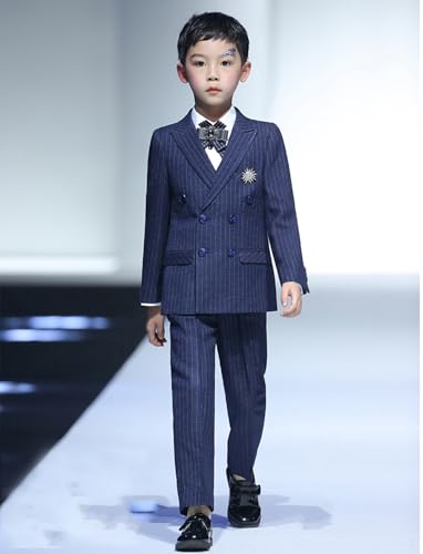 Costume rayé garçon confortable pour bouger sans plis durant les fêtes - 3