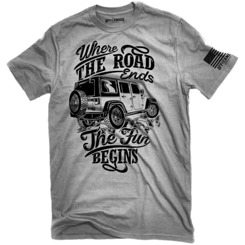 Where The Road Ends The Fun Begins Offroad 4x4 Rock Crawling Shirt JK JL (US, Alpha, Large, Regular, Regular) Graphite Gray Cover