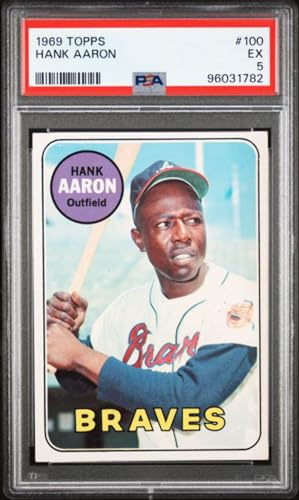 Graded 1969 Topps Hank Aaron #100 Baseball Card PSA 5 Excellent
