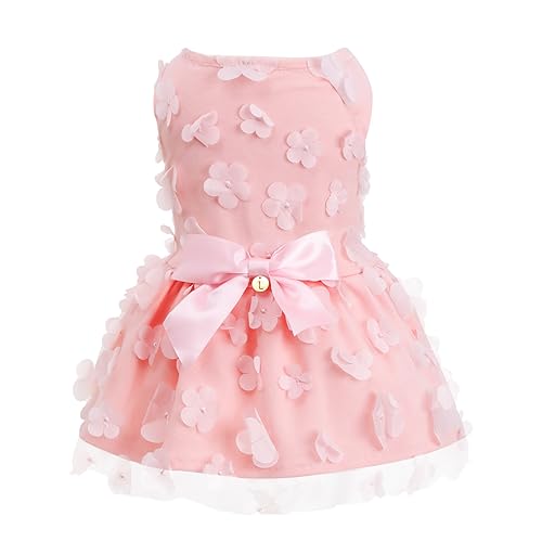 Laifug Dog Dress Puppy Print Princess Dog Dress Cute Party Wear (Pink, M) Medium Pink