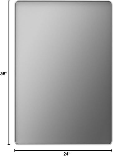 Miniatura 290 de LOAAO - Espejo de tocador para baño con marco de metal negro mate de 24 x 32 pulgadas para pared, rústico, rectangular, grande, redondeado