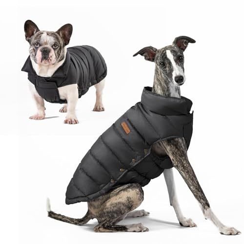 SPACE-LION-Dog-Puffer-Jacket-Down-Winter-Coat-Durable-Outdoor-Coat-for-Cold-and-Windy-Conditions-Waterproof-Lightweight-Jacket-Adjustable-Fit-for-Small-Medium-Large-DogsBlack12M SPACE LION Dog Puffer Jacket, Down Winter Coat, Durable Outdoor Coat for Cold and Windy Conditions, Waterproof, Lightweight Jacket, Adjustable Fit for Small, Medium, Large Dogs(Black,12/M) - Image 1
