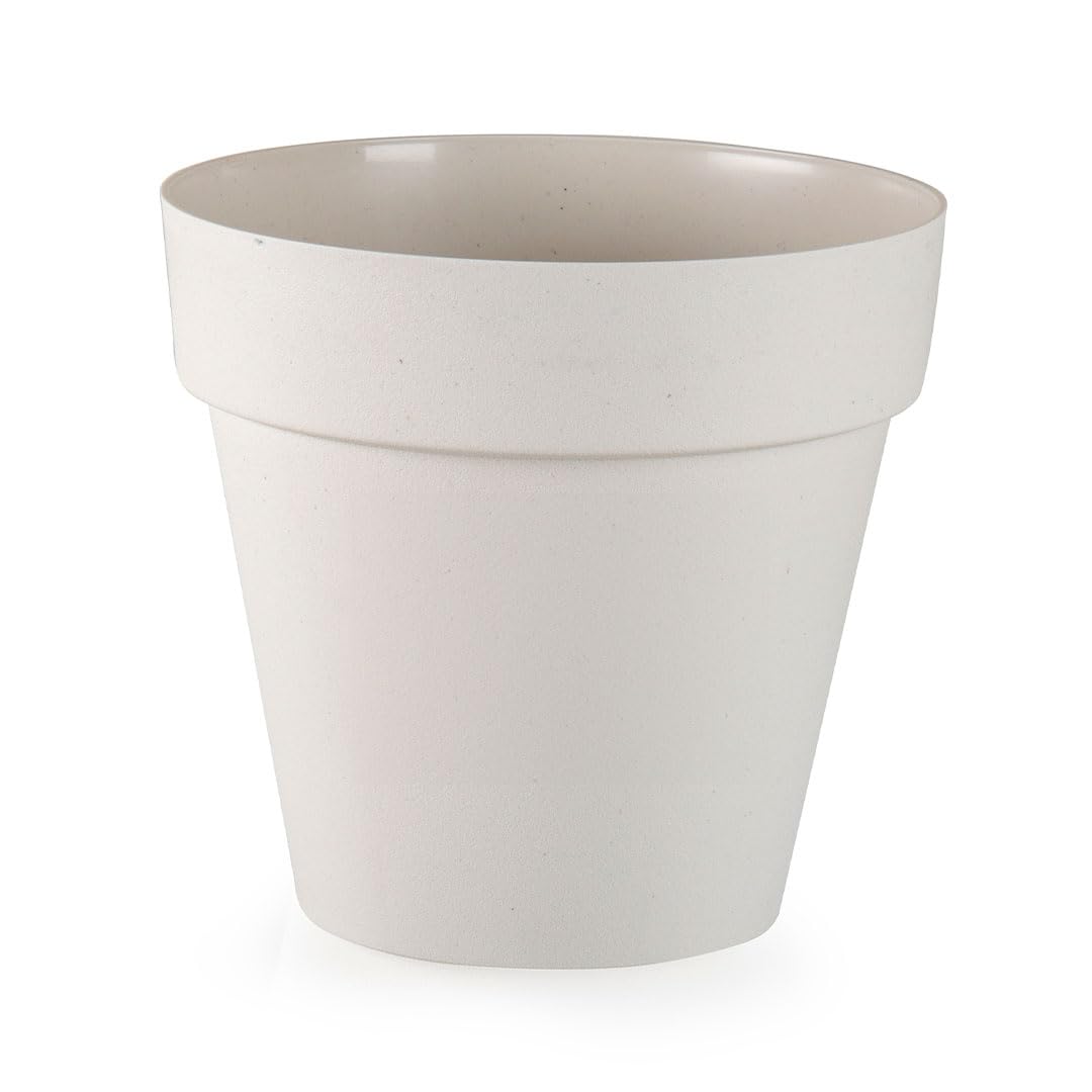 Muddy Hands Decorative Mottled Cream Plant Pot Round Indoor Home House Plasitc Flower Herb Cacti Cactus Succulent Planter (Made from 100% Recycled Plastic) (16cm)