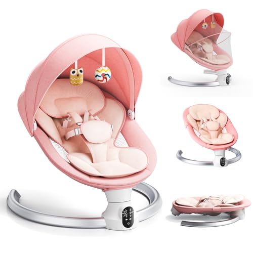 Ixdregan Altalena elettrica per neonato, con app e telecomando, con 3 timer, 5 velocità di...
