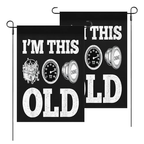 Vintage I'm This Old Funny Classic Car Parts Mechanic Humor Flags Art Banner
