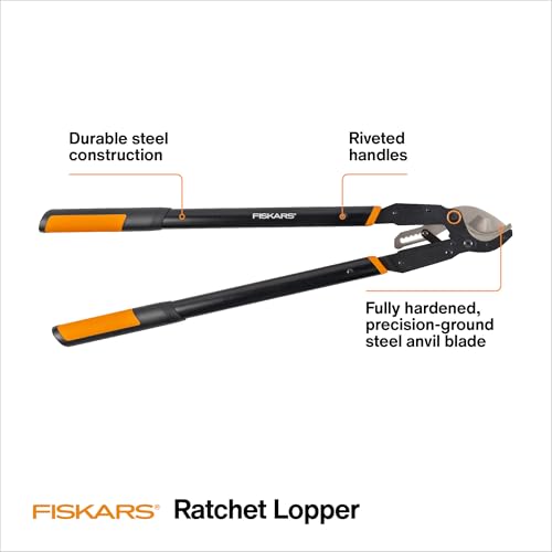 image for Fiskars Ratchet Drive Anvil Lopper 32 Inch Heavy Duty Tree Trimmer, 2 