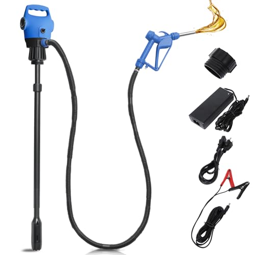 Electric Drum Pump, 55 Gallon AC/DC Drum Transfer Pump with Adjustable Suction Tube, Portable Electric Barrel Transfer System for Oil, Diesel, DEF, Water, Automotive & Industrial Use