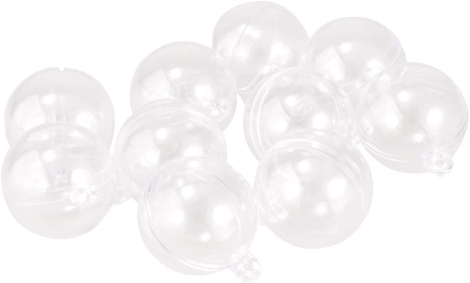 10-Pack Plastic Fillable Balls Christmas Tree Ornaments DIY Bath Bombs Molds Transparent Sphere Christmas Baubles - Clear, 3cm