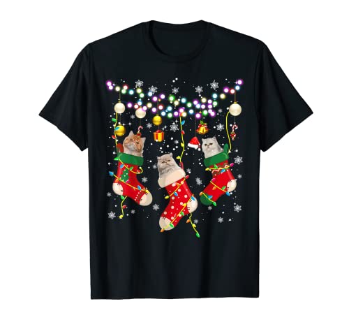 Cat In Xmas Calcetines de Navidad, diseño de elf Reindeer Cat Lover Camiseta