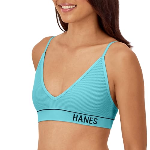Image of Hanes Women's Originals Seamless Triangle Rib Bralette, Soft Ribbed Bras, ComfortFlex Fit Bra