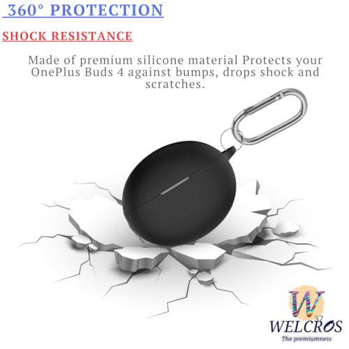 Image of WELCROS Soft Silicone Protective Case Cover for OnePlus Buds 4 (Black)