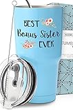 KEDRIAN Best Bonus Sister Ever Tumbler 30oz, Perfect Bonus Sister Gifts, Soul Sister In Law Birthday Gifts For Sister In Law, Unbiological Sister Gift For Sister In Law Gifts For Sister In Law Unique