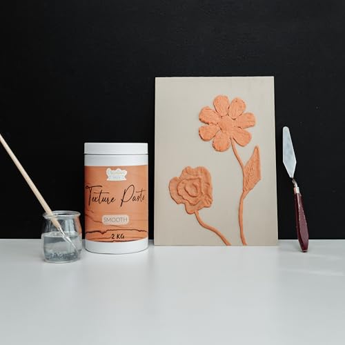 Creative Deco Pasta Strukturalna Gładka 2kg | Ceglana Drobna Masa do Projektów Plastycznych Malowania Akrylami | Łatwa do Użycia za Pomocą Szpachelki Szpatułki | do Efektów 3D Struktur Faktur