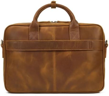 Men's Leather Briefcase Retro Business Commuter Bag Laptop Handbag