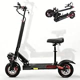 Conduite confortable et stable : Grâce à sa double suspension (amortisseurs à ressorts) et ses pneus pneumatiques de 10 pouces, ce scooter absorbe les irrégularités du terrain et offre une excellente adhérence. Son plateau antidérapant de 8,7 pouces assure une stabilité optimale pour une conduite confortable et maîtrisée.
