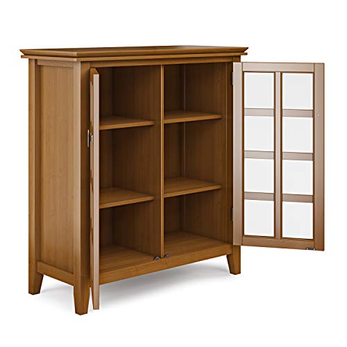 Simplihome Artisan Solid Wood 38 Inch Wide Transitional Medium Storage Cabinet In Honey Brown For The Living Room, Entryway And Family Room #TOP3