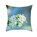 AmDxD Dekoracyjne poszewki na poduszki, 45 x 45 cm, 1 sztuka, miękkie, kwadratowe, dekoracyjne poszewki na poduszki z białymi kwiatami i liśćmi, w poliestru, do salonu (poliester, biały, zielony)