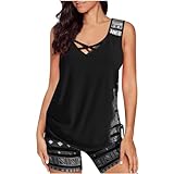 Generic Discounts and Coupons Tankini Swimsuits for Women Tummy Control 2 Piece Modest Loose Fit Bathing Suits Blouson Tops with Boyshorts Swimwear Regalo De Aniversario Para Ella, Small