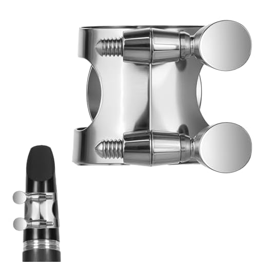 Clarinet Ligature, Brass Clarinet Ligature B Flat with Adjustable Screw Silver Clarinets Mouthpiece Pad Fastener Mouthpiece Cover Practical Clarinets Accessories for Woodwinds Instrument