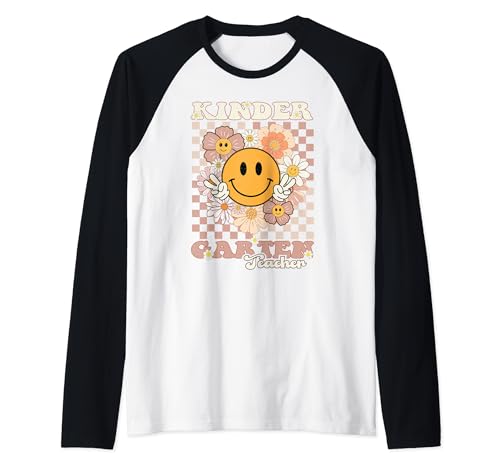 Kindergarten Teacher Team Hippie Smile Face Back To School Manche Raglan
