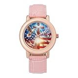 Dio e la pace Bandiera degli Stati Uniti orologio casual da donna sottile display analogico al quarzo orologio da polso con cinturino in pelle