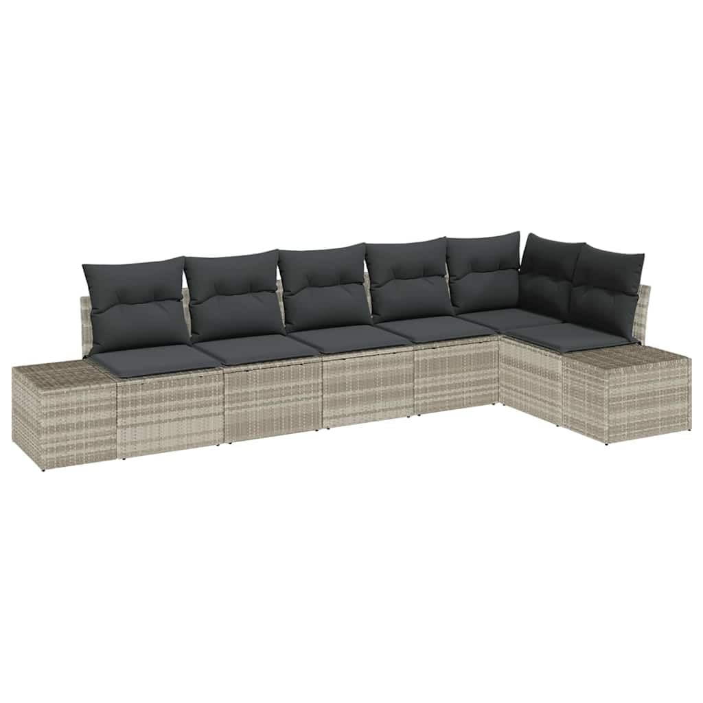 Canapé de jardin gris clair 6 pièces pour terrasse et balcon