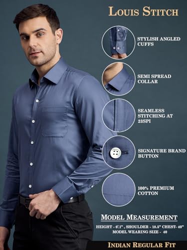 Image of LOUIS STITCH Men's Regular Fit Formal Shirts for Men (ST-S1-CF-900 (1))