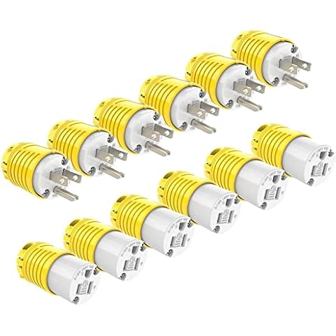 RVGUARD Extension Cord Ends Male and Female Plug, 15 Amp 125 Volt Heavy Duty Replacement Plug & Connector Set, Straight Blade Plug Grounding Type/ETL Listed (6 Set) Cover