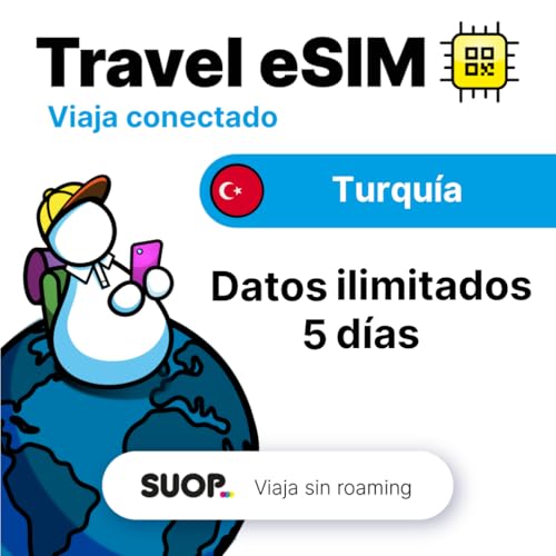 Tarjeta eSIM para Turquía con Datos ilimitados. Modalidad de prepago. Viaja por Turquía sin Pagar Roaming y con GB sin límite. Fácil de Instalar escaneando un código QR. (GB ilimitados   5 días)