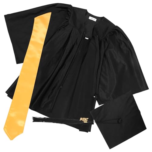 BESPORTBLE 1 Juego Traje De Graduación Escuela Graduado Graduation Tapa Batas Para Decoración De Posgrado Faja Primero Borla Vestido Pequeño Atuendo Tamaño Poliéster Black