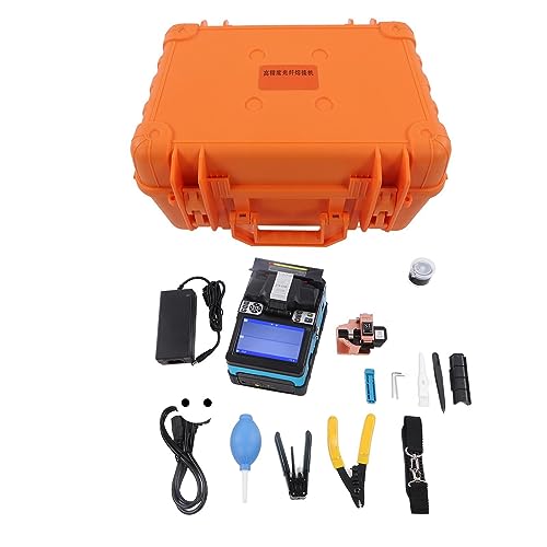 Brilluxa Optical Fiber Fusion Splicer Kit, Optical Fiber Welding Splicing Machine Automatic Cable Splicing Machine LCD Display for Repair