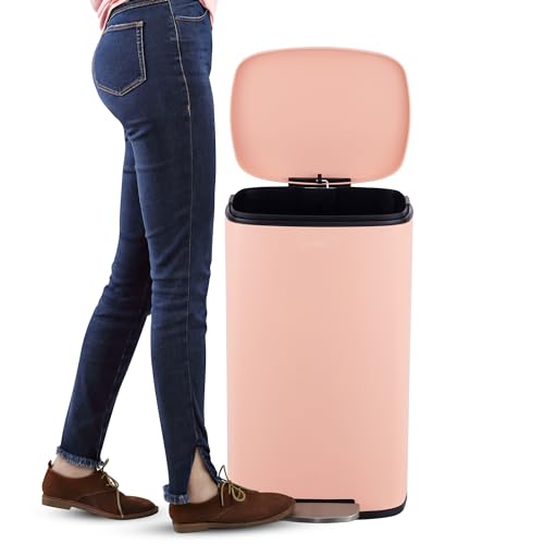 Image of happimess Curtis 8 Gal Step Trash Can Soft Close 25 inch, Flamingo Pink