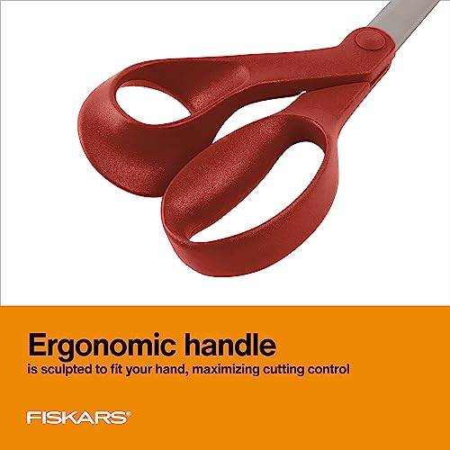 Fiskars Left-Handed Scissors, Precision Cutting for Craft Fabric Paper, Ergonomic Comfort Grip, Stainless Steel, 8", Red by Fiskars - Image 5