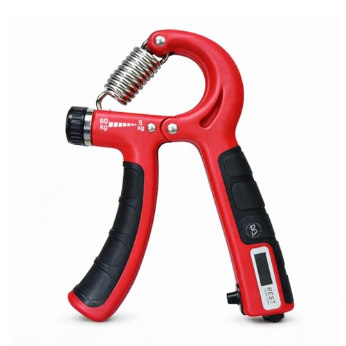 Image of Btag Hand Gripper with Counter - Adjustable Grip Strengthener, 60 KG Capacity for Forearm, Wrist & Finger Workout Men & Women (Red)