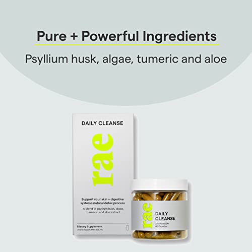 Rae Wellness Daily Cleanse - Support The Detox Process, Healthy Skin & Digestive Health with Aloe Vera, Vitamin C, Psyllium Husk & a Turmeric Supplement - Vegan, Non-GMO, 60 Capsules (30 Day Supply) - Image 5
