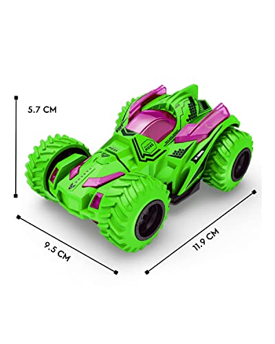 Image of 4WD Monster Truck Toys for Kids,Stunt Truck Car Toy with 360 Degree Rotation Big Rubber Tires for Push & Go 4wd Monster Truck Cars for Boys & Girls (Pack of 4, Green Color)