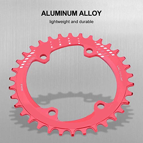 Tbest Narrow Wide Chainring 96mm BCD 32T 34T 36T 38T ycle Single Chain Ring Guard Compatible M6000 M7000 M8000 Mountain Bike (Red/Black - Image 3