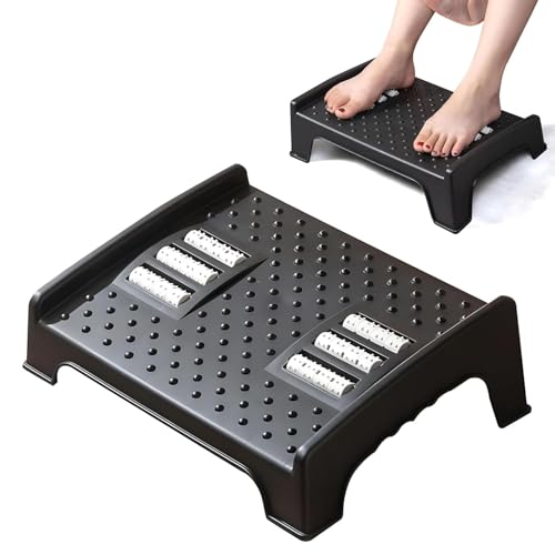 Adjustable Foot Rest for Office Chair with Massage Texture and Roller | Ergonomic Footrest Under Desk with 6 Heights | Leg Resting Stool for Home, Office Table and Sofa