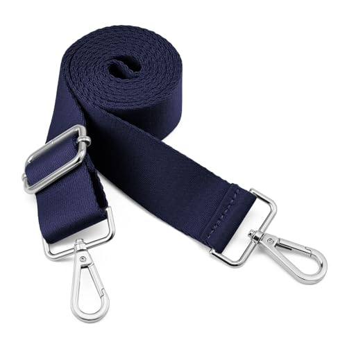 Image of QIUTIMIY Shoulder Strap, Adjustable Thick Soft Universal Replacement Non-Slip Comfort with Silvery Buckles for Shoulder Bag/Messenger Bag/Crossbody Bag (Navy)