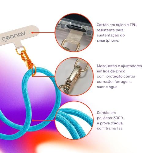 Geonav Cordão de pescoço universal para celular, encaixa em todas os modelos de capinhas, alça ajust