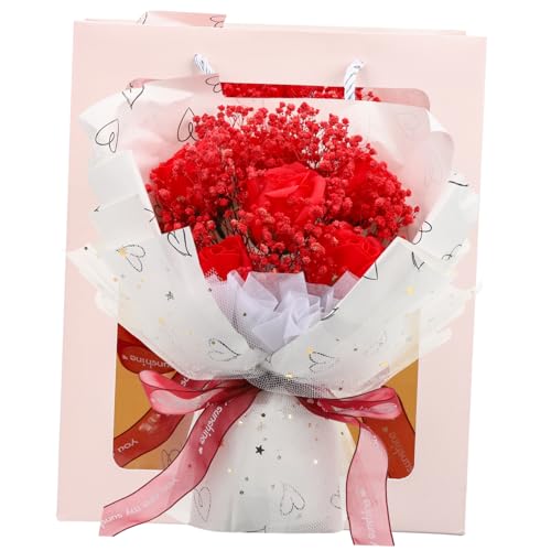 Ramo de flores secas para decoración de hogar rojo miniatura 1