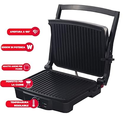 ARDES - Professionelles elektrisches Grillgerät 2000W Elektrischer Kontaktgrill für Brötchen und Piadinas Grillgerät mit antihaftbeschichtete Grillplatten Groß Farben Schwarz und Stahl Modell AR1S30 – Bild 5