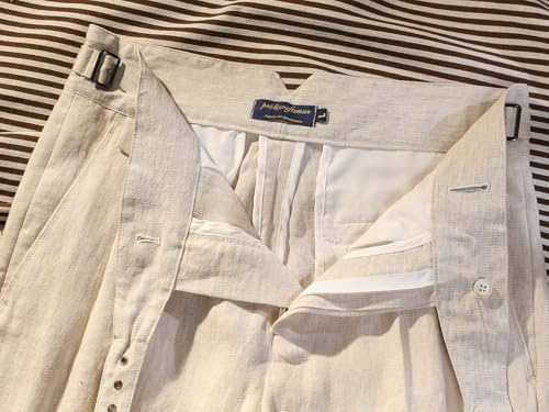 Summer Thin Pure Linen Fabric Gurkha Casual Pants Men's Tapered Slim Nine-Minute Pants Customizable3