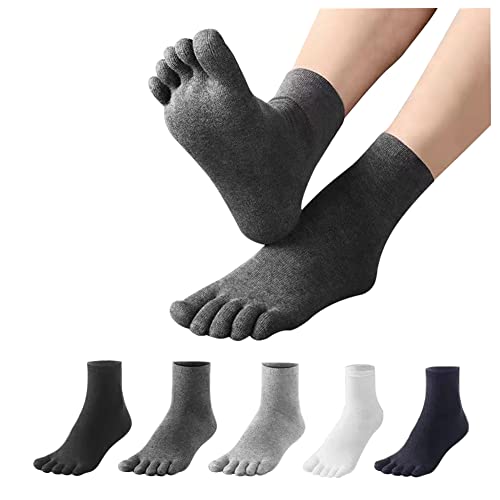 Men Toe socks Running Five Finger Socks Low Cut Athletic Sport Running Cotton Socks - 5 Pairs Size 7-11