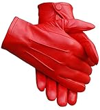 SportsImpex Men Genuine Sheep Leather Driving Dress Gloves Unlined (Red, XL)