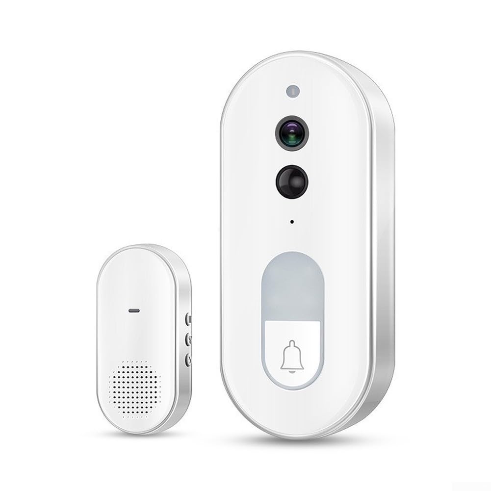 Campanello video WiFi intelligente compatibile con app tuya, conversazione bidirezionale 720P, grandangolo, basso consumo energetico, IP54 resistente alle intemperie (bianco)