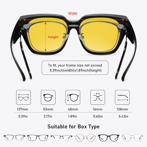 Image of HAOLOTA Polarized Fit Over Glasses Sunglasses for Women Men Trendy Square Wrap Around Shades UV Protection